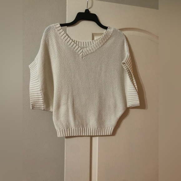 BCBG generation ivory lace sweater cotton/acrilic, short sleeve. - Picture 2 of 7